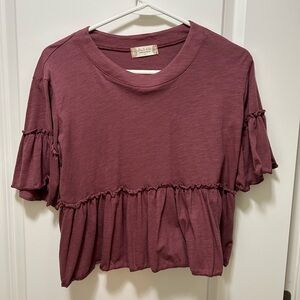 Altar'd State Plum Ruffle Crop Top